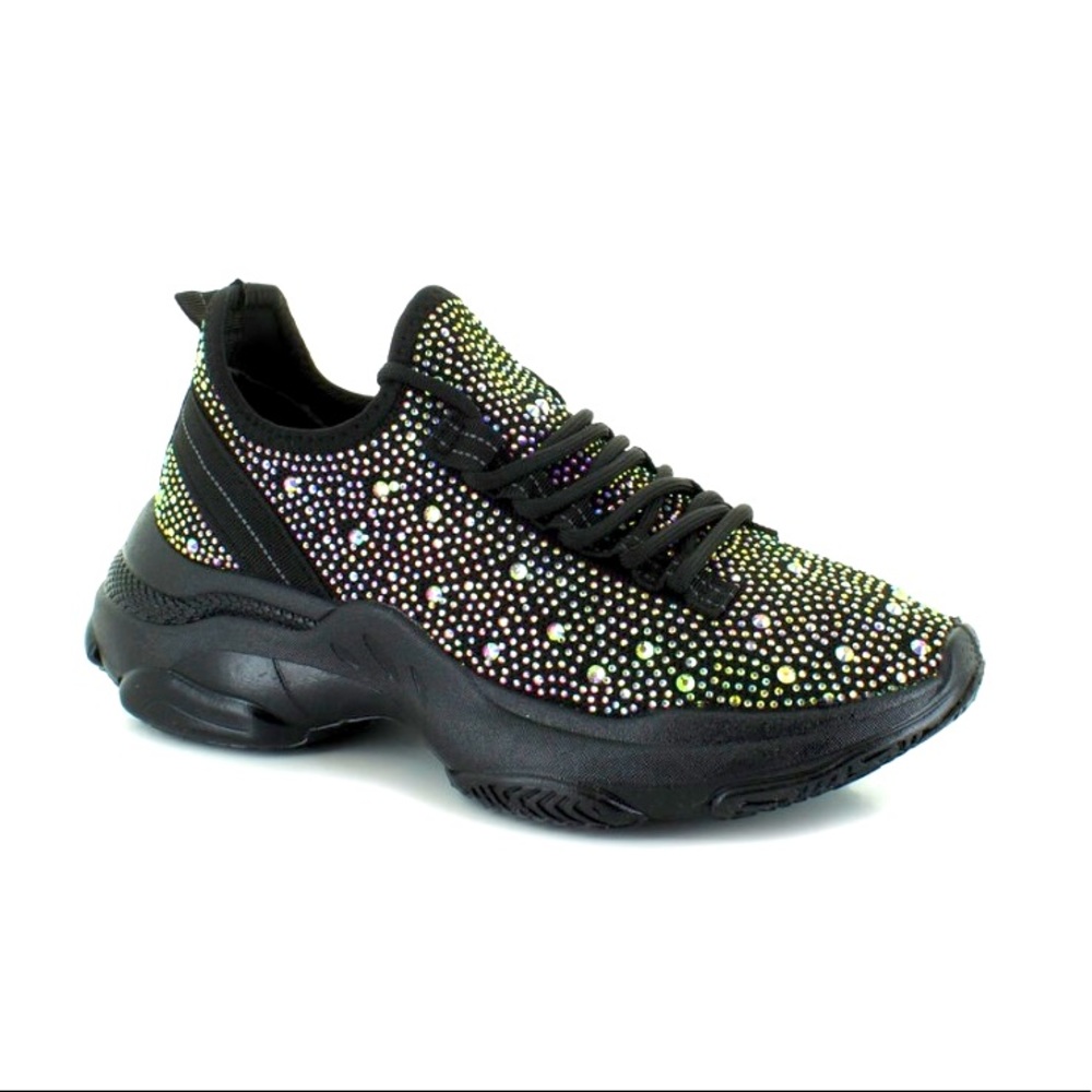Women Black Bling Out Sneaker